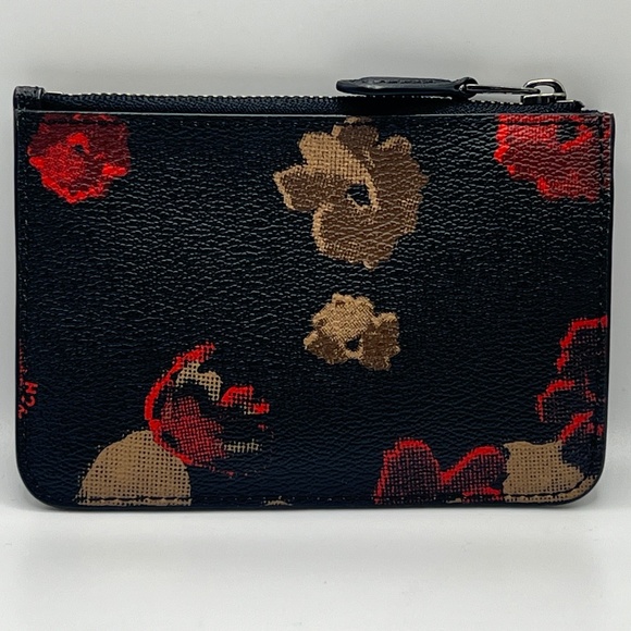 COPY - COACH Corner Zip Luxury Small Wristlet Black With Floral Pattern *New* - Picture 3 of 4